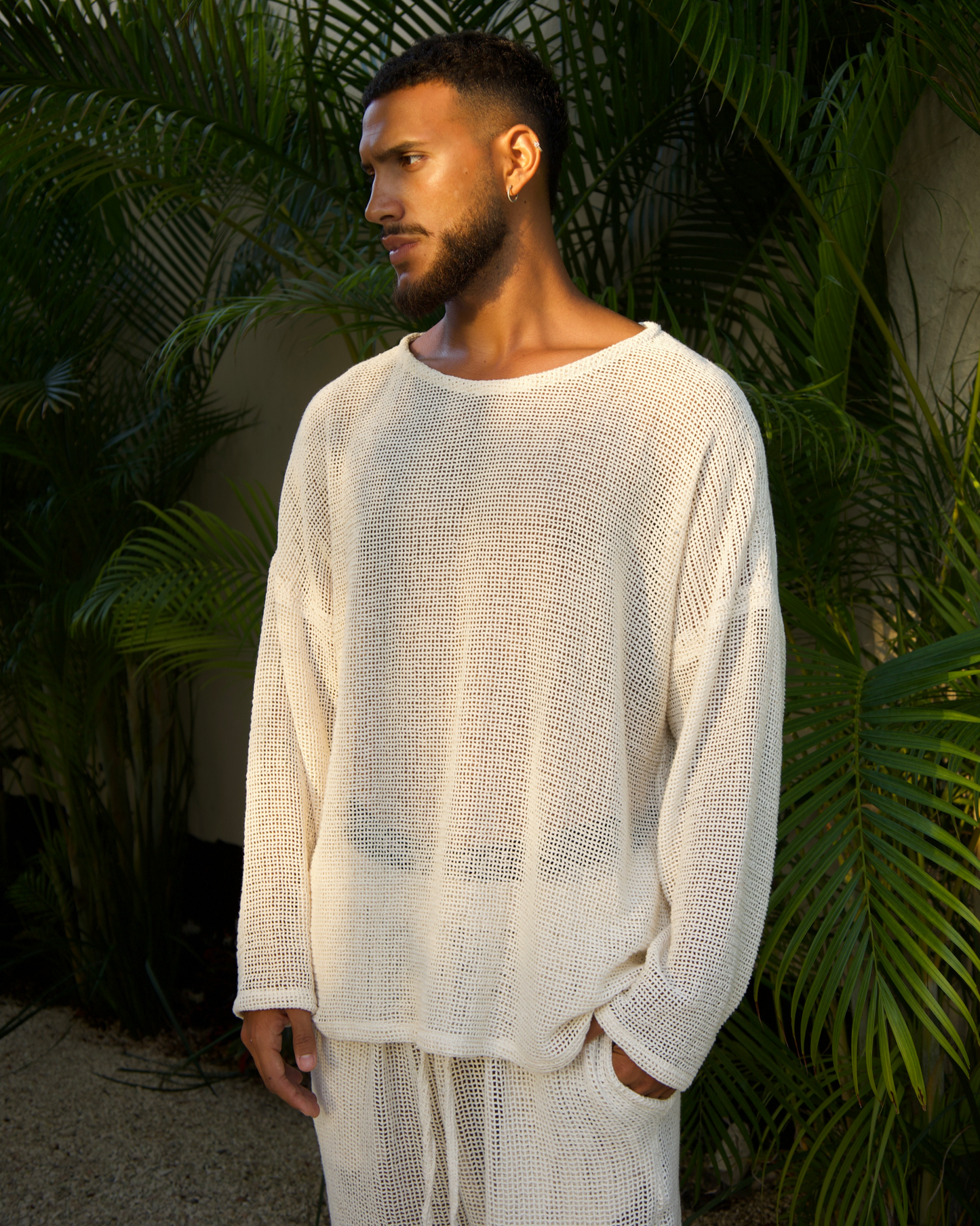 TULUM HEAVY KNITTED LONGSLEEVE SHIRT CRUDO