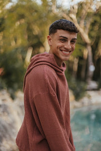 TULUM HEAVY KNIT MESH HOODIE ROSA