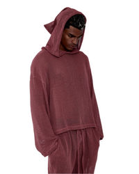 TULUM HEAVY KNIT MESH HOODIE ROSA