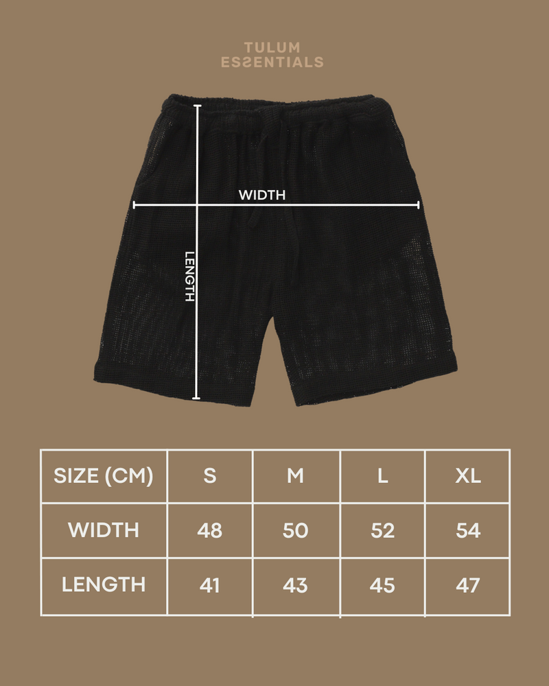 TULUM HEAVY KNIT SHORTS BLACK