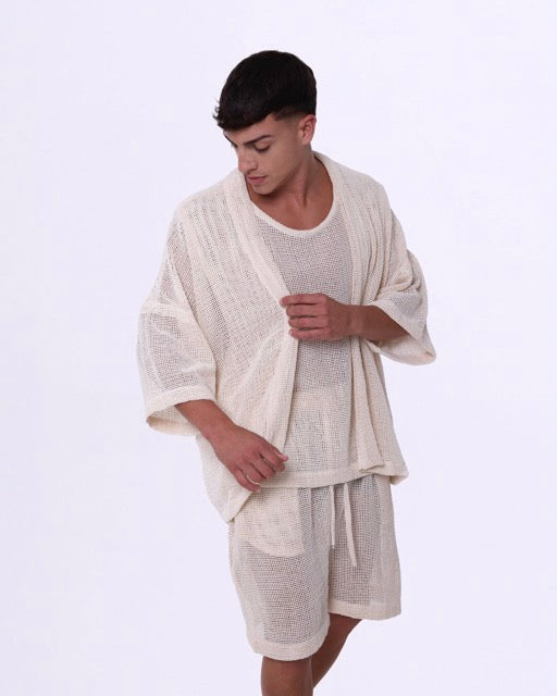 TULUM HEAVY KNIT KIMONO CRUDO