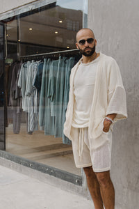 TULUM HEAVY KNITTED KIMONO CRUDO