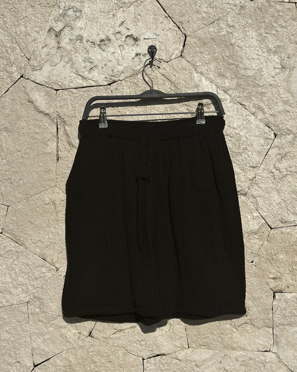 Tulum Heavy Knitted Dual  Shorts Black