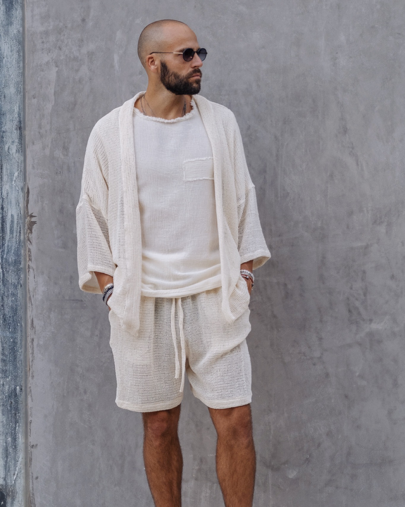 TULUM HEAVY KNITTED KIMONO CRUDO