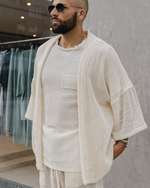 TULUM HEAVY KNITTED KIMONO CRUDO