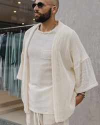TULUM HEAVY KNITTED KIMONO CRUDO