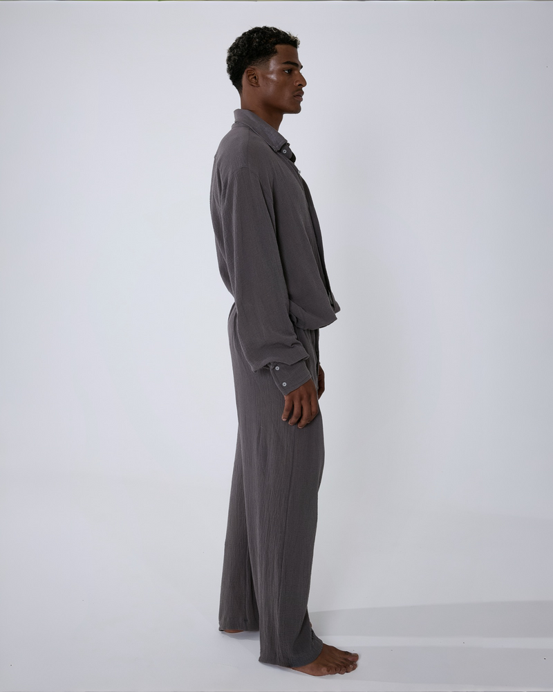 TULUM LONGSLEEVE BUTTON UP GASA OXFORD GREY