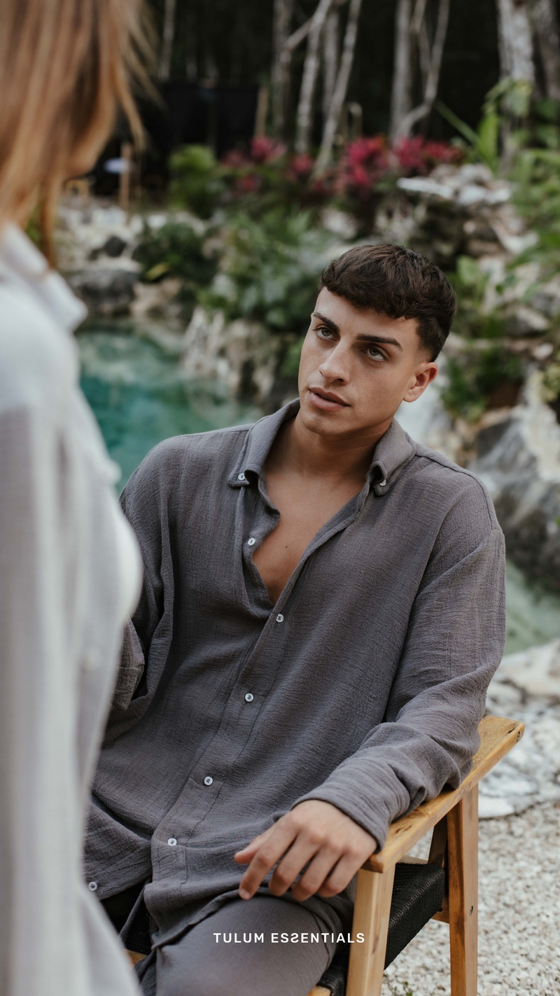 TULUM LONGSLEEVE BUTTON UP GASA OXFORD GREY