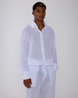 TULUM LONGSLEEVE BUTTON UP GASA WHITE