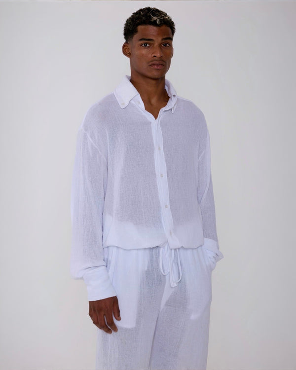 TULUM LONGSLEEVE BUTTON UP GASA WHITE