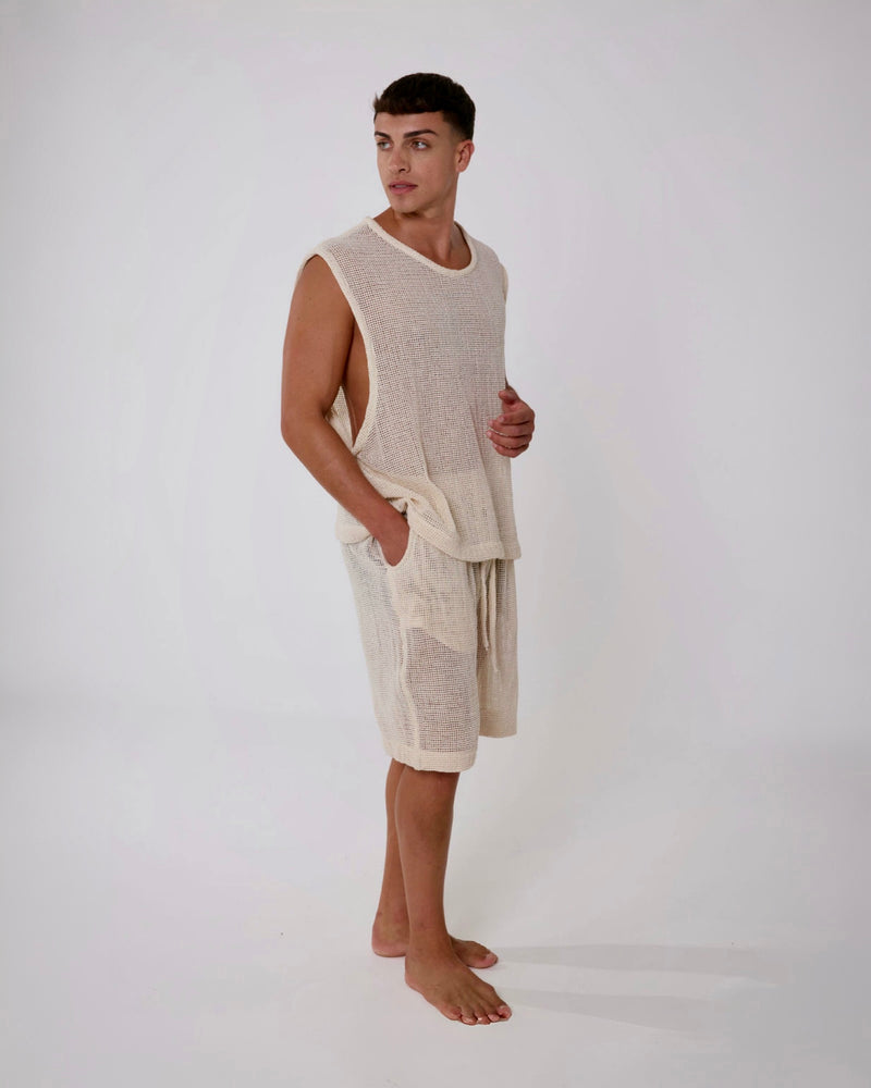TULUM HEAVY KNIT TANK CRUDO