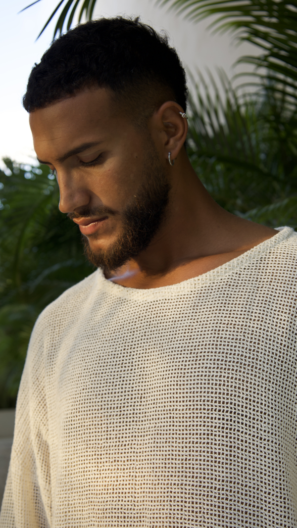 TULUM HEAVY KNITTED LONGSLEEVE SHIRT CRUDO