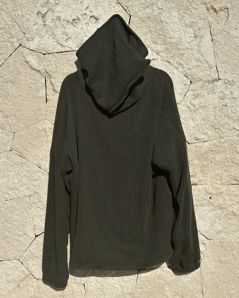 Tulum  Heavy Knitted Dual Layered Hoodie Green