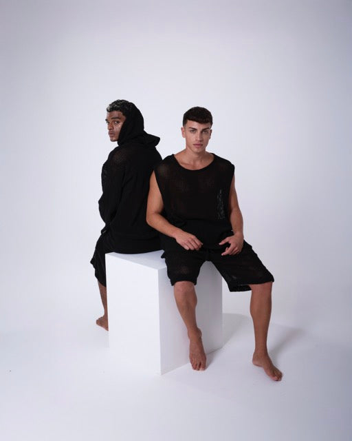 TULUM HEAVY KNIT SHORTS BLACK