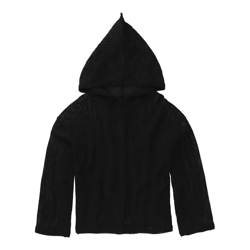 TULUM HEAVY KNIT MESH HOODIE BLACK