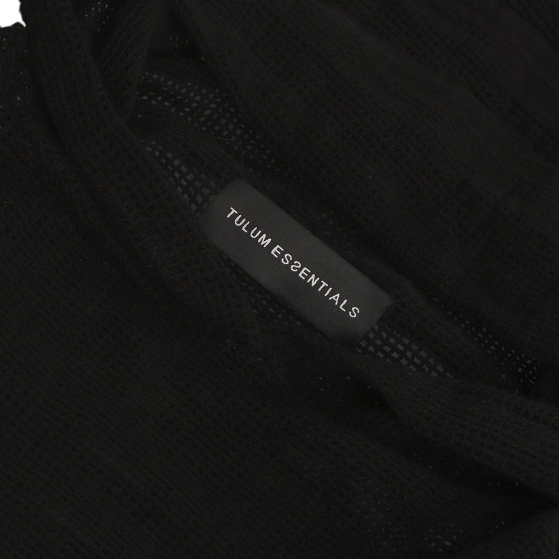 TULUM HEAVY KNIT MESH HOODIE BLACK