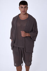 TULUM HEAVY KNIT KIMONO OXFORD GREY