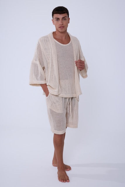 TULUM HEAVY KNIT KIMONO CRUDO
