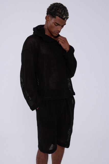 TULUM HEAVY KNIT SHORTS BLACK