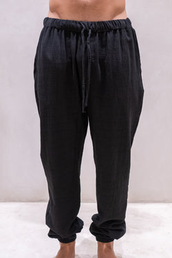 TULUM CLASSIC PANTS BLACK LINO